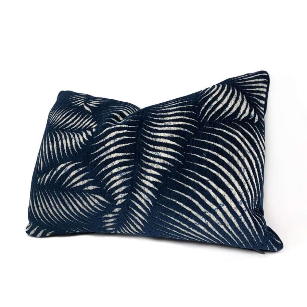 Arcadia Navy Blue Botanical Ferns Chenille Pillow Cover Cushion Pillow Case Euro Sham 16x16 18x18 20x20 22x22 24x24 26x26 28x28 Lumbar Pillow 12x18 12x20 12x24 14x20 16x26 by Aloriam