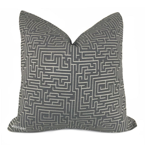 Ariadne Gray Labyrinth Maze Pillow Cover - Aloriam