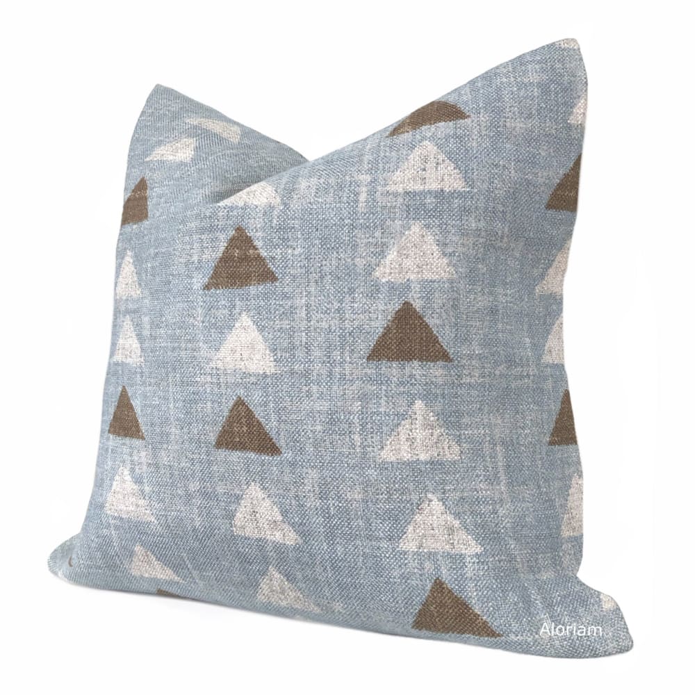Boho Triangle Chambray Blue Pillow Cover - Aloriam
