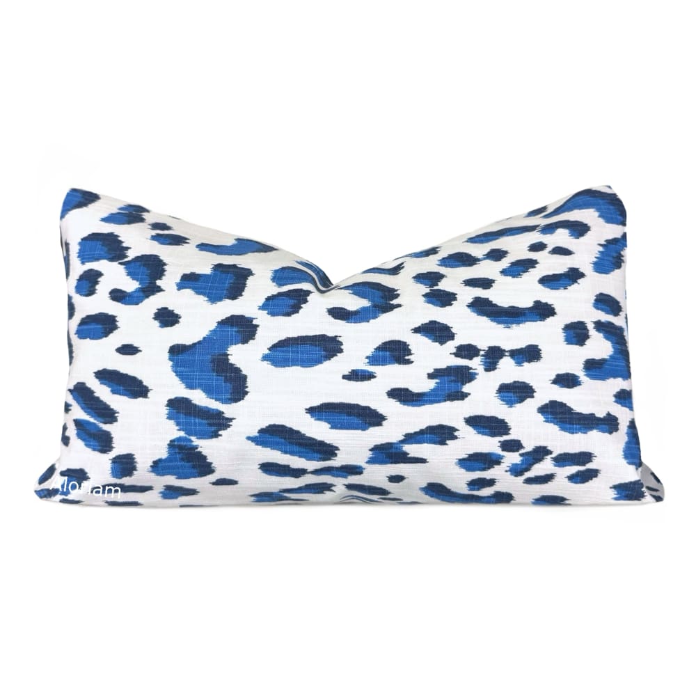Brenner Blue & White Leopard Print Pillow Cover - Aloriam