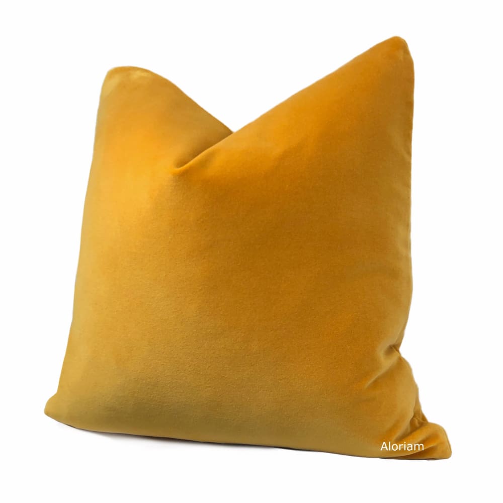 Brunswick Turmeric Gold Cotton Velvet Pillow Cover - Aloriam