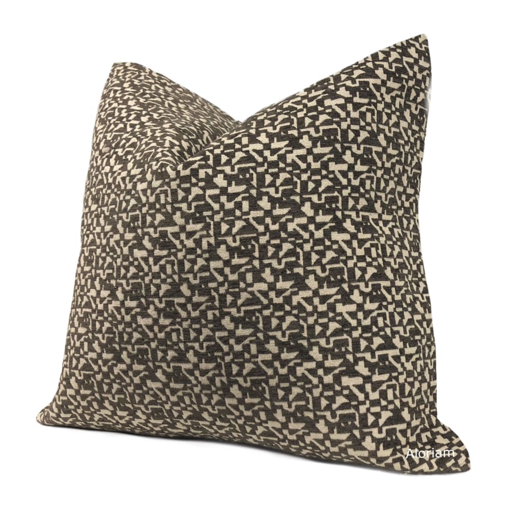 Buchanan Brown Beige Mosaic Chenille Pillow Cover - Aloriam