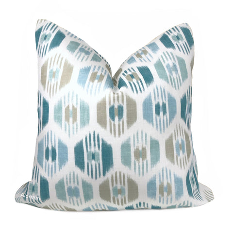 Caribana Aqua Blue Teal Taupe Brown Pillow Cover (Fabric by the Yard available) - Aloriam