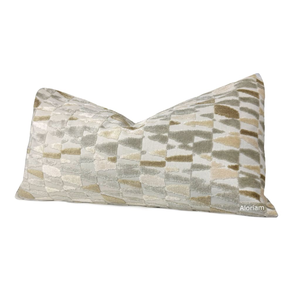 (CLEARANCE) Cyrus I Gray Brown Cream Velvet Pillow Cover (Fabric by the Yard Available) - Aloriam