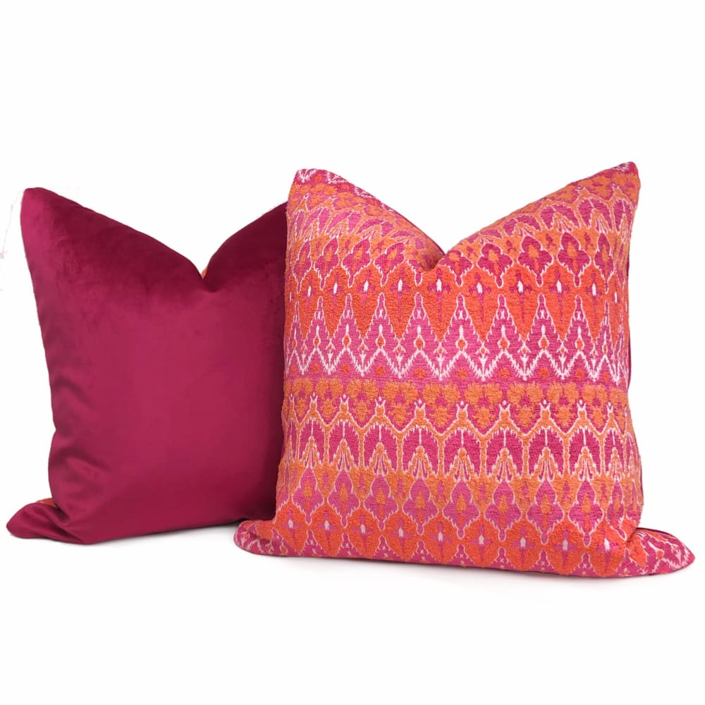 Ensenada Fuchsia Pink Orange Colorful Boho Pillow - Aloriam