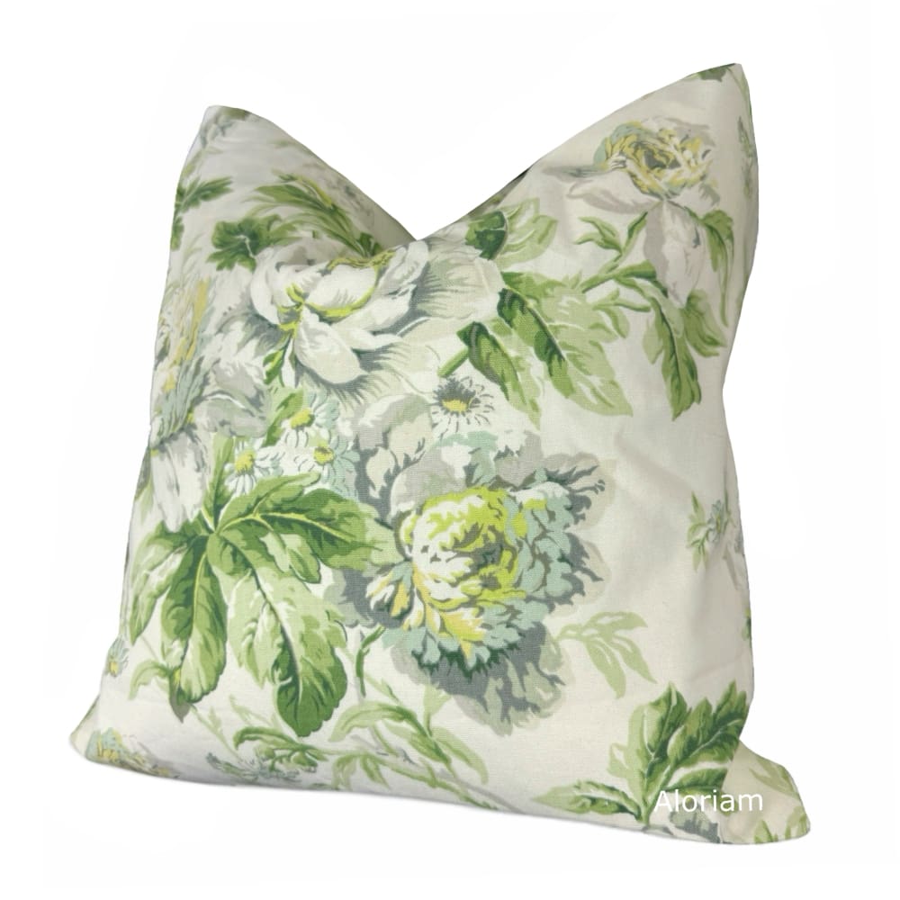 Giverny II Green Cream Floral Print Pillow Cover - Aloriam