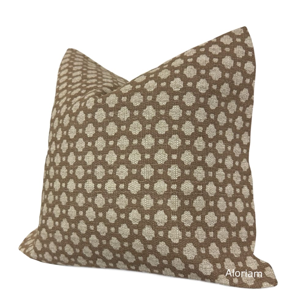 Jenny Mocha Brown Geometric Checks Pillow Cover (Made from Lacefield Designs fabric) - Aloriam