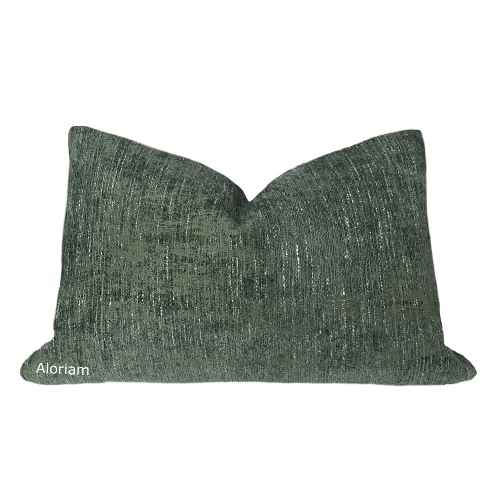 Knox Spinach Green Slub Textured Chenille Pillow Cover - Aloriam