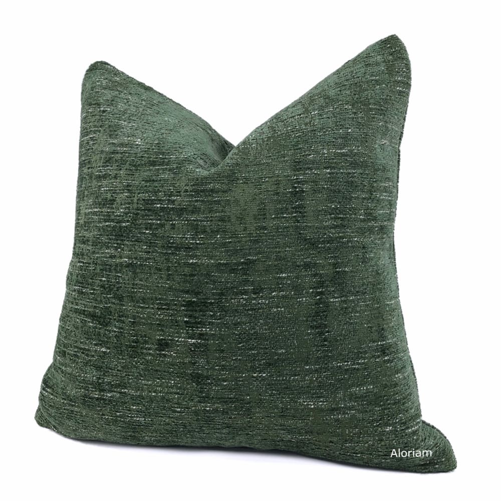 Knox Spinach Green Slub Textured Chenille Pillow Cover - Aloriam