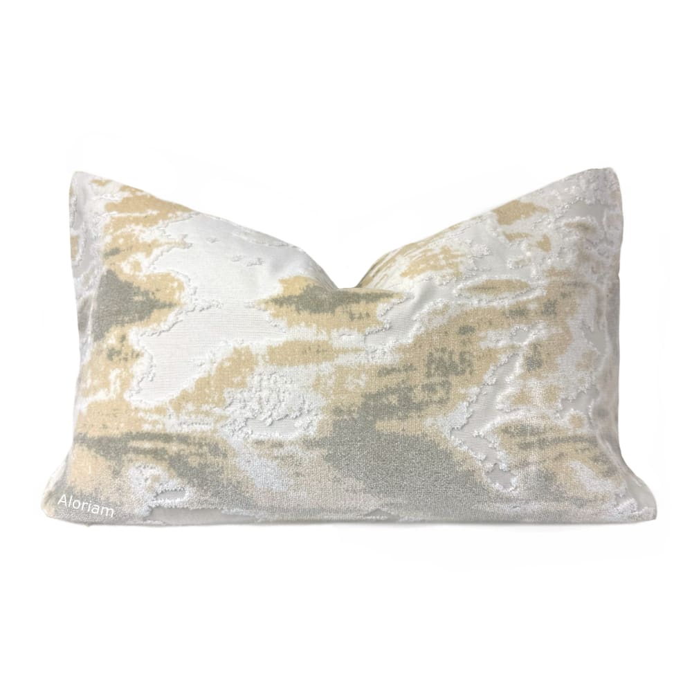 Kodiak III Cream Sand Gray Taupe Abstract Velvet Pillow Cover (Fabric by the Yard Available) - Aloriam