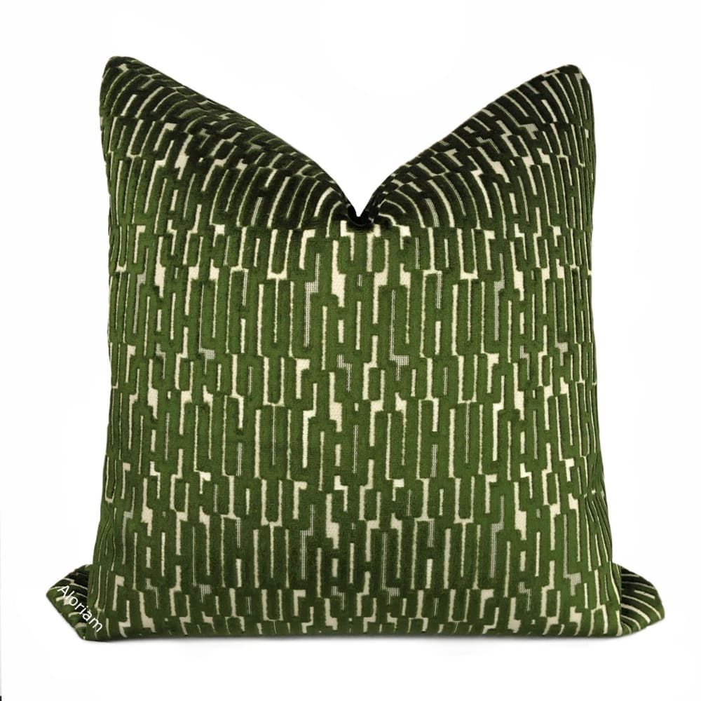 Lincoln Moss Green Geometric Velvet Pillow Cover – Aloriam