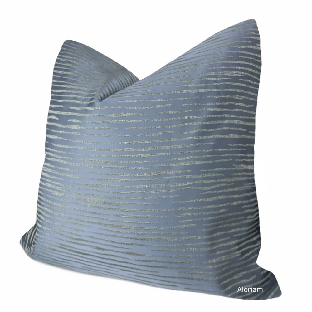 Morrison Slate Blue Freeform Stripes Pillow Cover - Aloriam