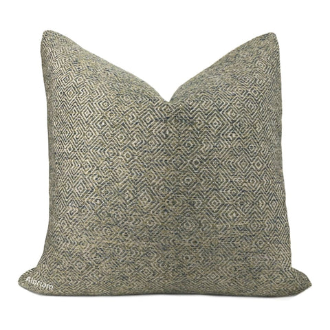 Perryn Lichen Green Diamond Geo Chenille Pillow Cover - Aloriam