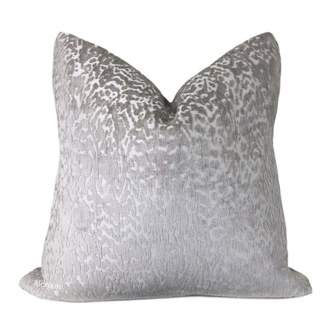 Regis Gray Leopard Textured Chenille Pillow Cover - Aloriam