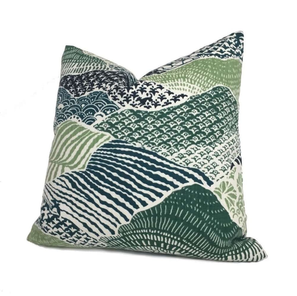 Robert Allen Madcap Cottage Windsor Park Palm Green White Pillow Cover by Aloriam