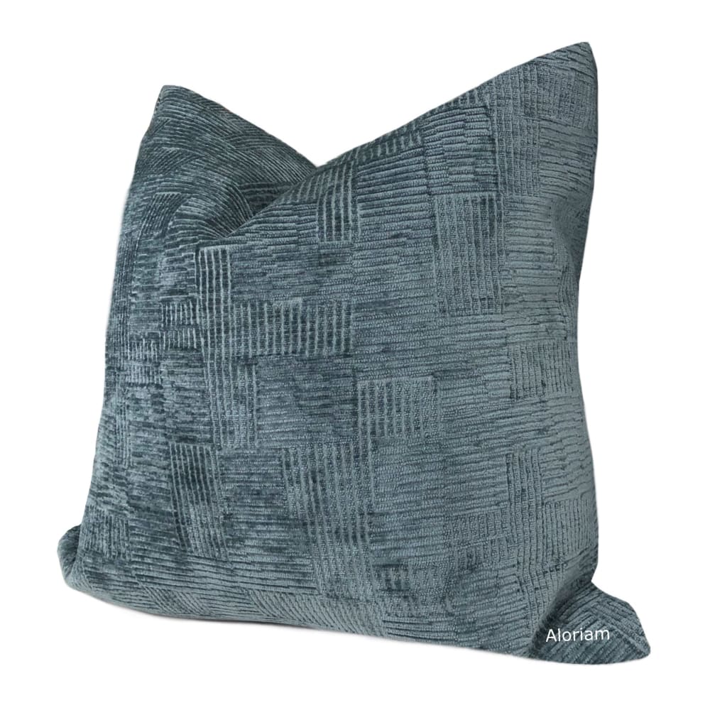 Samuel Indigo Blue Crosshatch Textured Chenille Pillow Cover - Aloriam