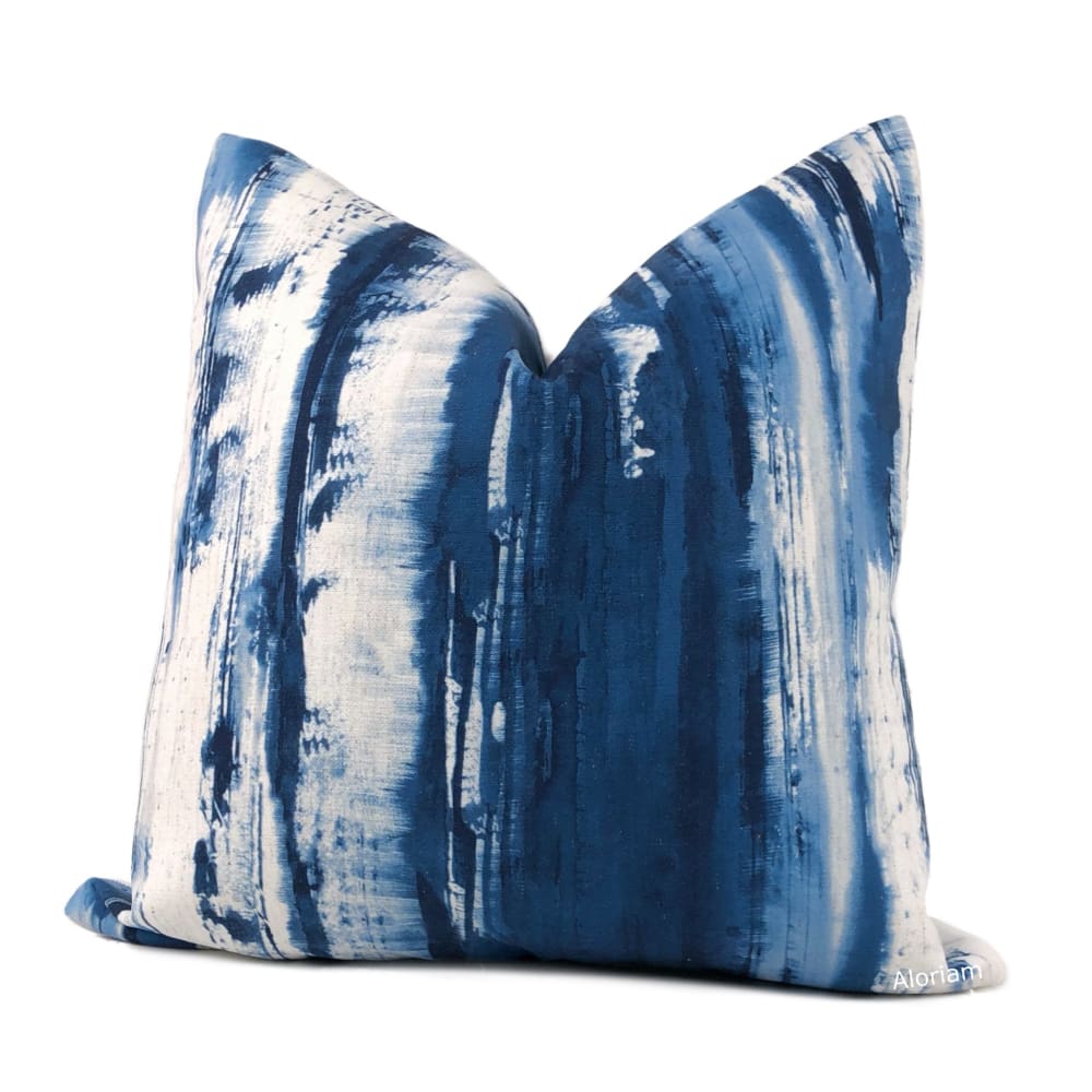 Santorini Blue White Brushstroke Pillow Cover - Aloriam