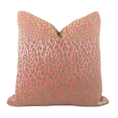 Thandi Pink & Lime Green Leopard Spot Pillow Cover - Aloriam