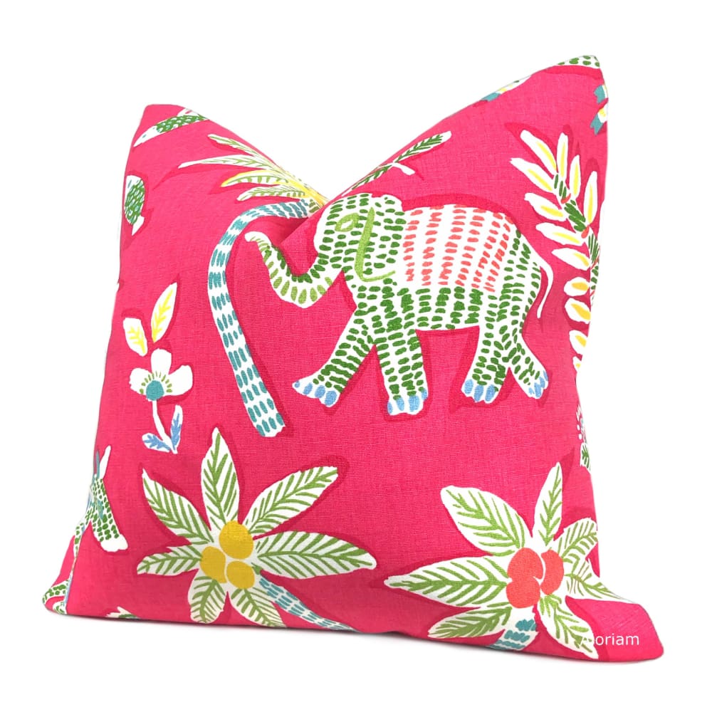 Thibaut Goa Hot Pink Elephant Bird Print Pillow Cover (Fabric by the Y