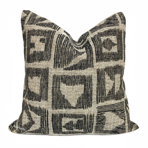 Zulu Black Brown Ethnic Blocks Pillow Cover - Aloriam