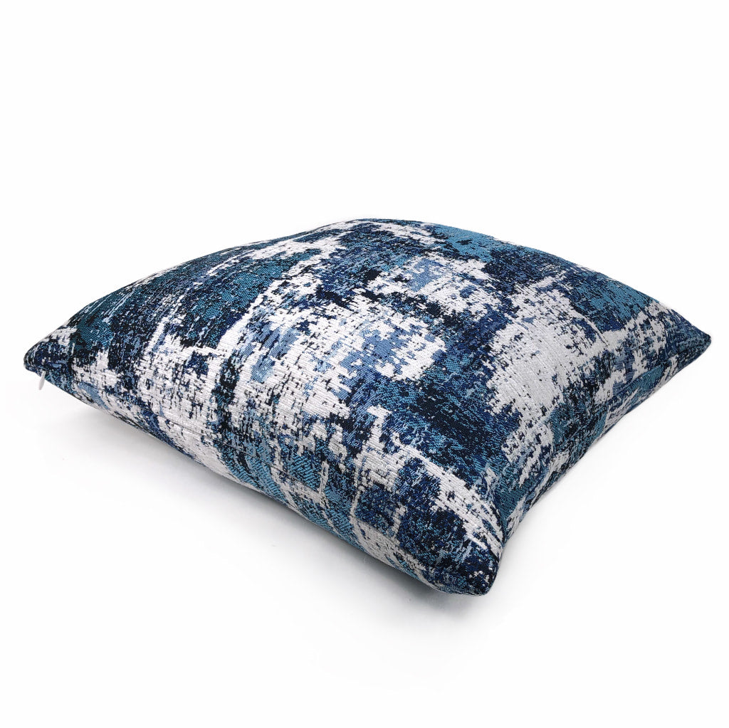 Conti Ocean Blue & White Abstract Woven Texture Pillow Cover