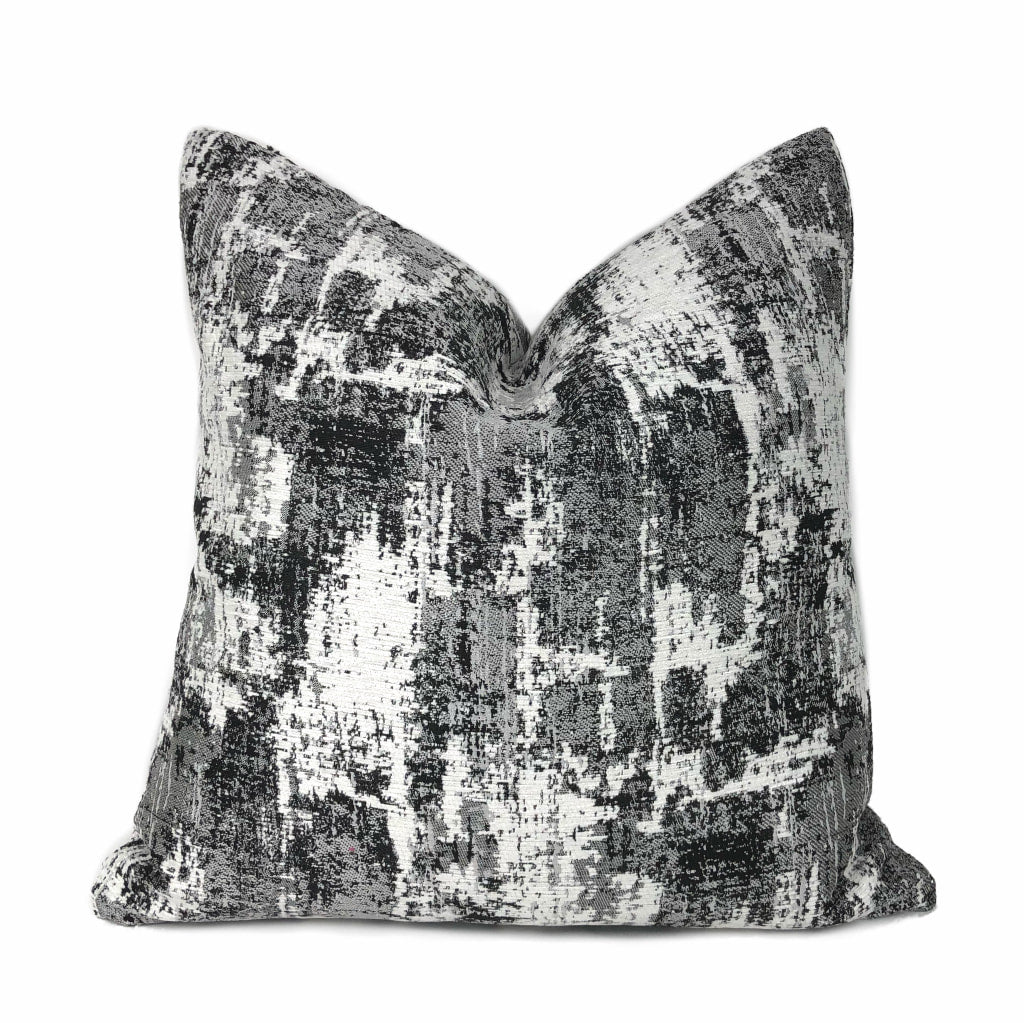 Conti Ocean Gray & White Abstract Woven Texture Pillow Cover by Aloriam