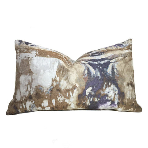 Modern Abstract Marble Geology Beige Brown Purple Pattern Pillow Cover
