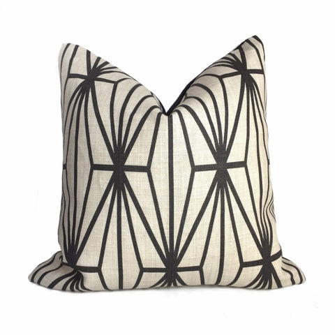 Kelly Wearstler Katana Ebony Geometric Lee Jofa Groundworks Designer Linen Pillow Cover