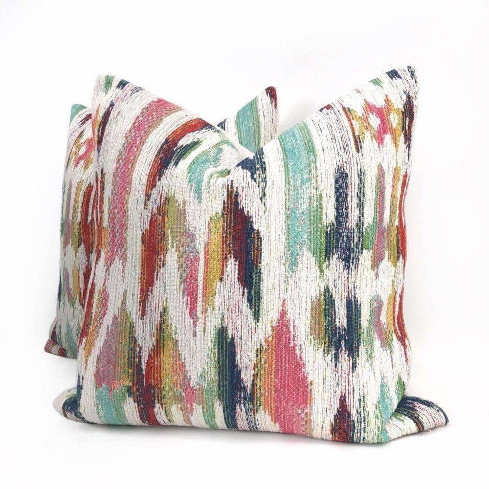 Acapulco Pink Aqua Multicolor Chenille Pillow Cover - Aloriam