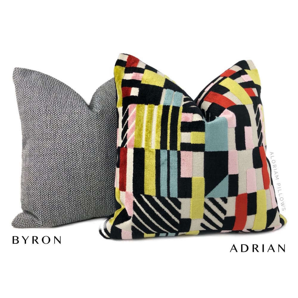 Adrian Retro Mod Multicolor Velvet Pillow Cover - Aloriam