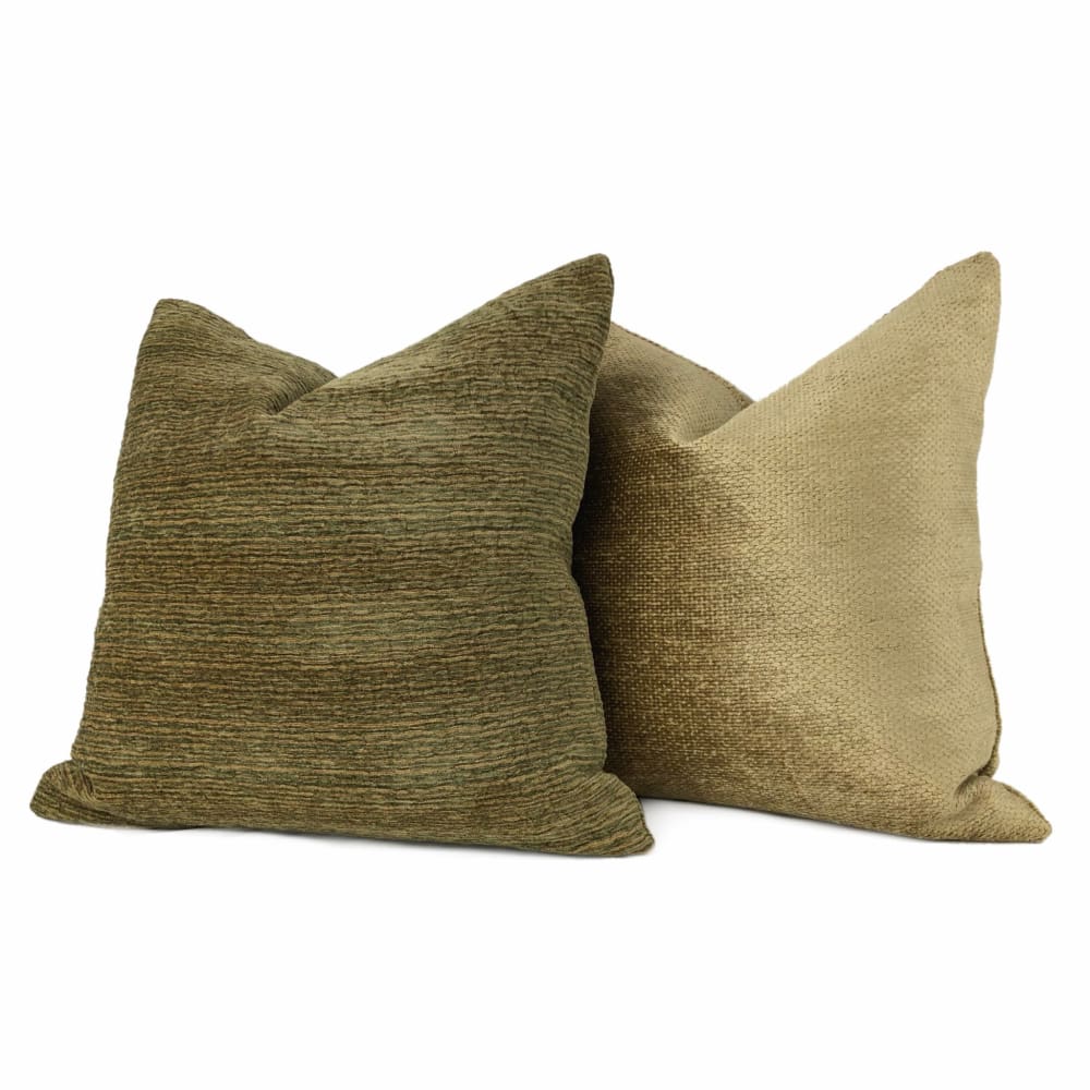 Algonquin Brown Green Ridged Chenille Texture Pillow Cover - Aloriam