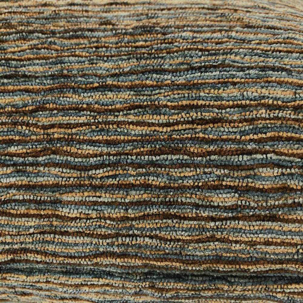 Algonquin Lakeside Brown Blue Ridged Chenille Texture Pillow Cover - Aloriam