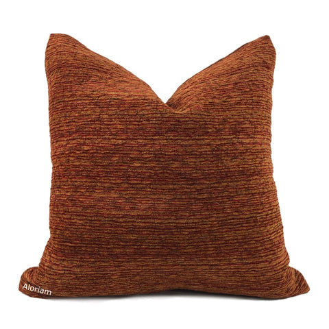 Algonquin Sienna Rust Brown Orange Ridged Chenille Texture Pillow Cover - Aloriam
