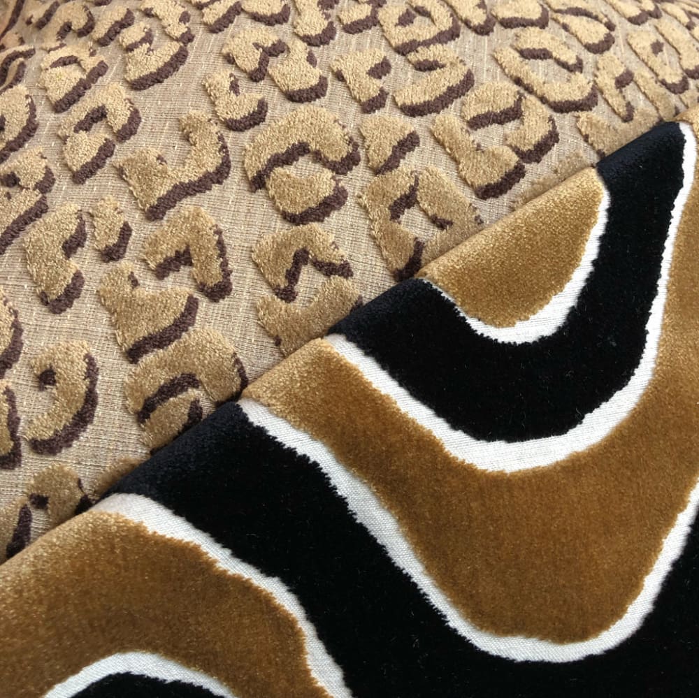 Aramis Gold Tan Leopard Spot Cut Velvet Pillow Cover - Aloriam