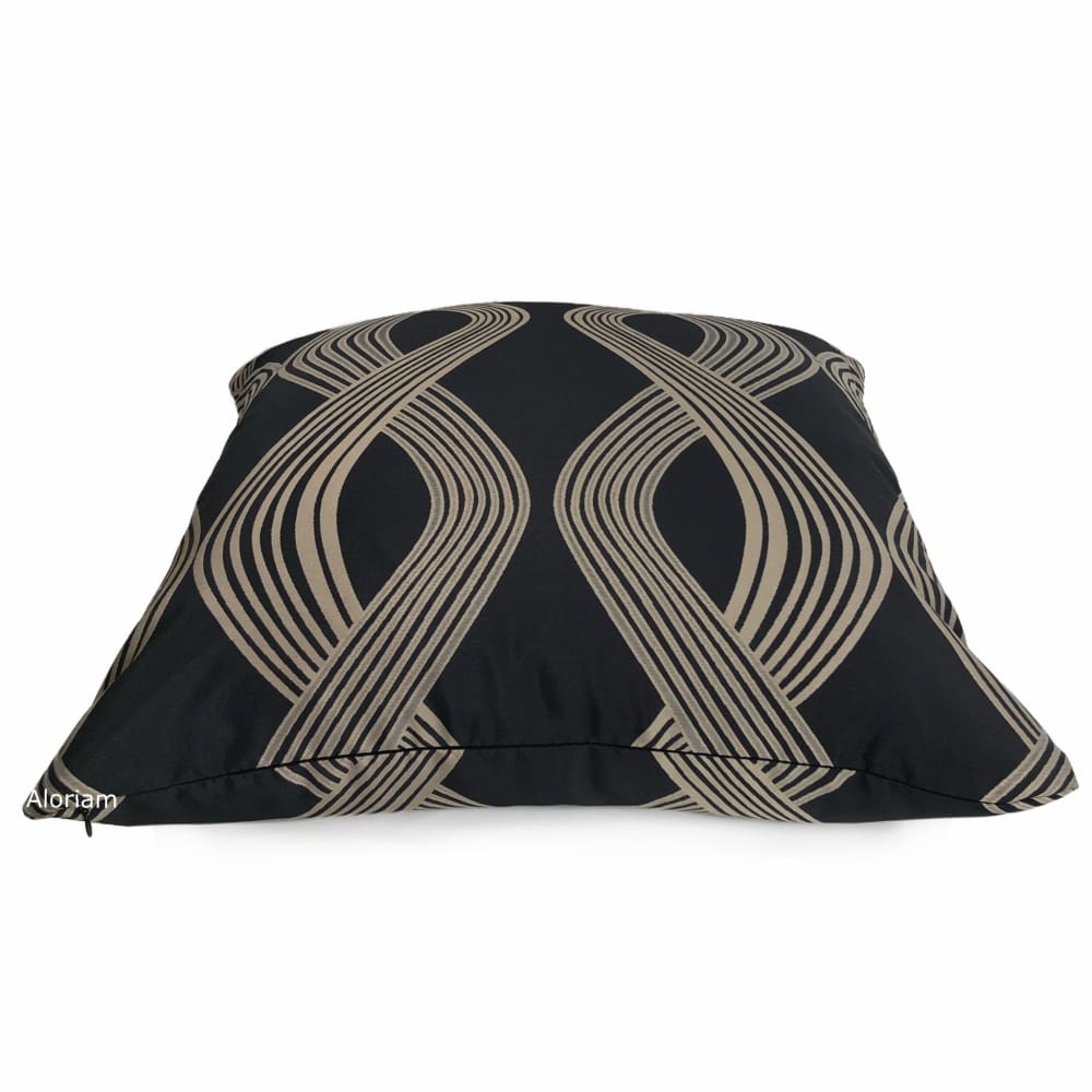 Aria Charcoal Gray Bronze Brown Modern Ribbon Twist Pillow Cover - Aloriam