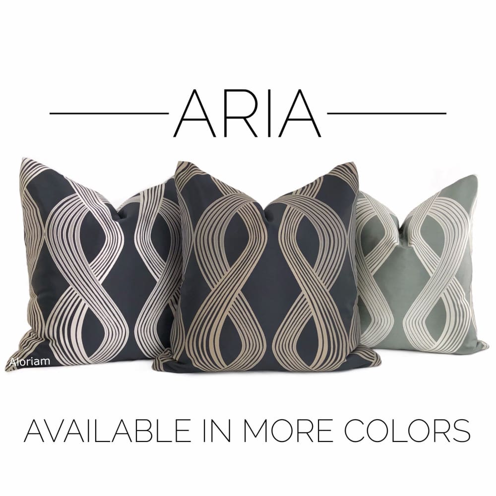 Aria Charcoal & Silver Modern Ribbon Twist Pillow Cover - Aloriam