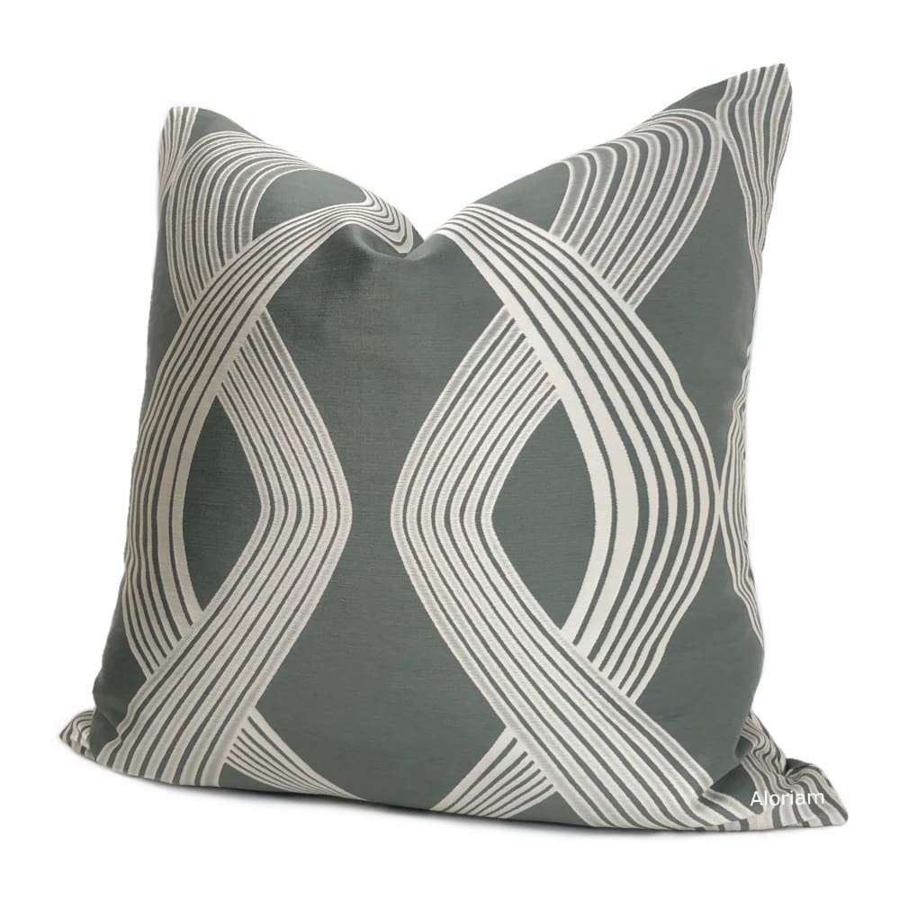 Aria Gray Silver Modern Ribbon Twist Pillow Cover - Aloriam