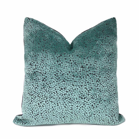 Ascott Aquamarine Gray Abstract Cut Velvet Dots Pillow Cover - Aloriam