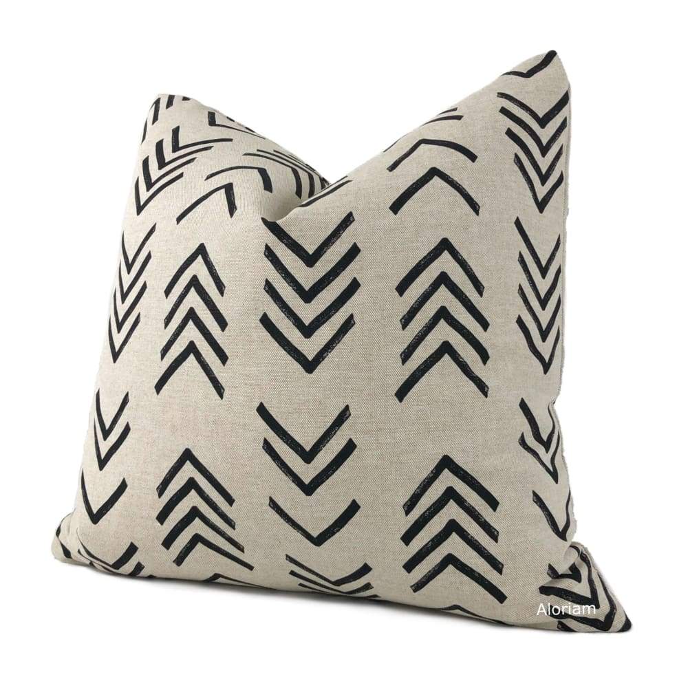 Aswan Black Beige Tribal Arrow Print Pillow Cover - Aloriam