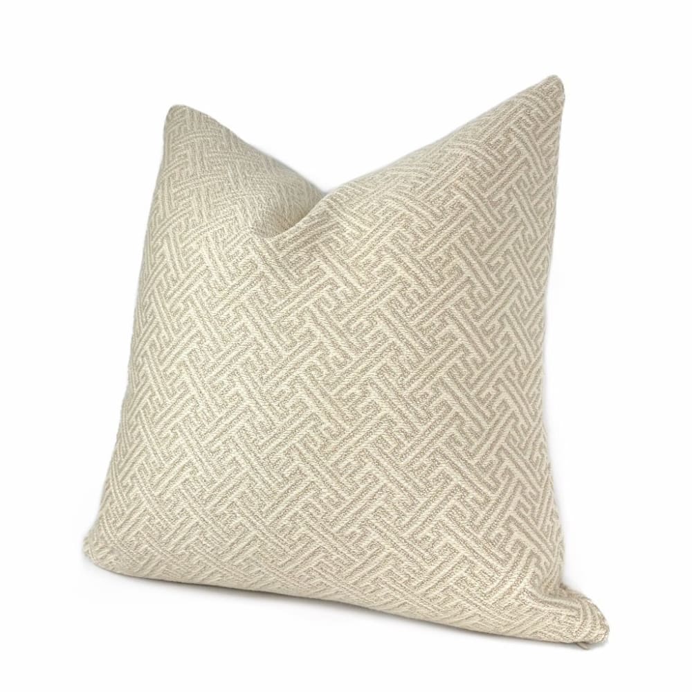 Atlas Greek Key Cream Geometric Pillow Cover - Aloriam