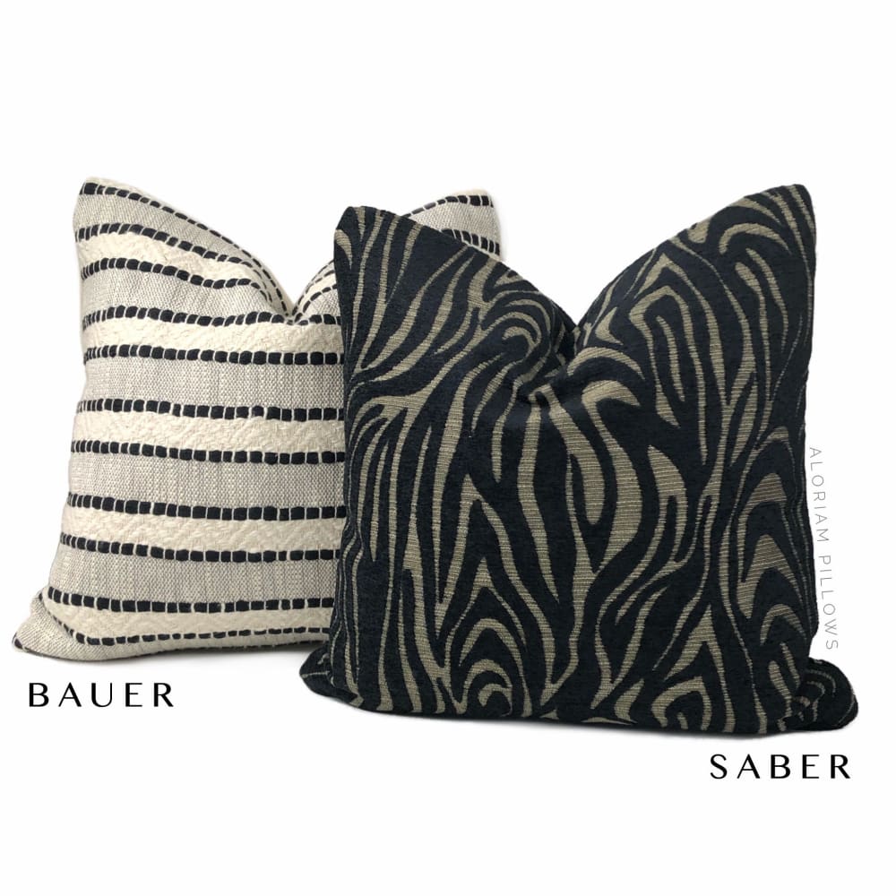 Bauer Black Ivory Textured Stripe Pillow Cover - Aloriam