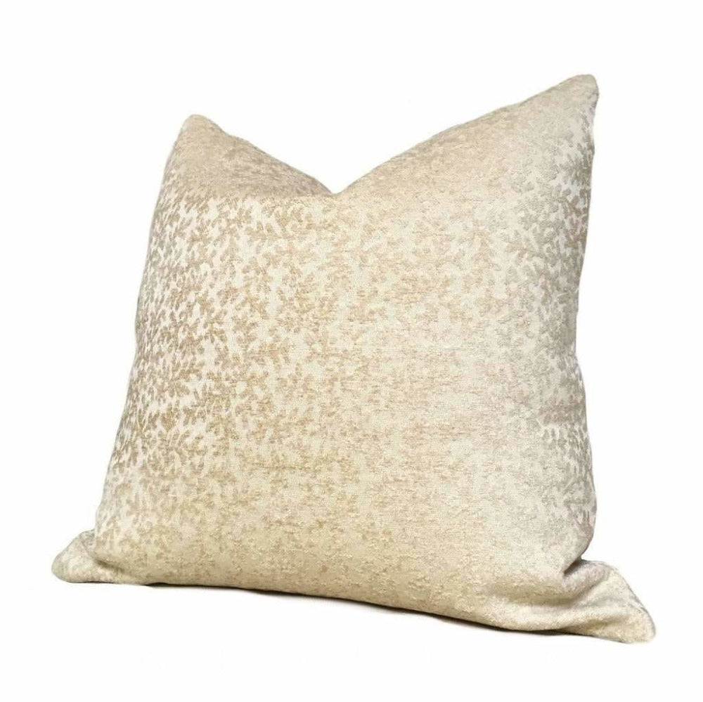 Beige Coral Botanical Texture Pattern Chenille Pillow Cover