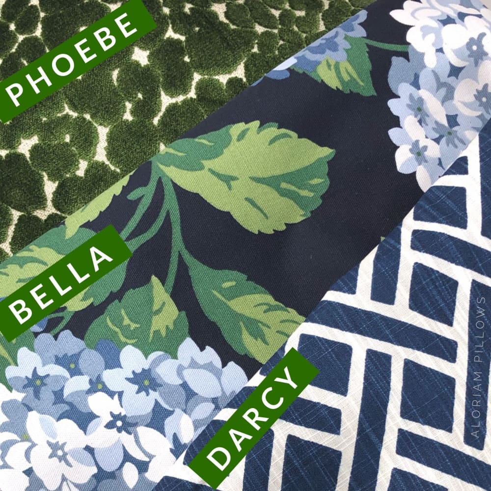 Bella Navy Blue Green White Hydrangea Floral Print Pillow Cover - Aloriam