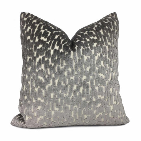Bellini Dark Gray Large Velvet Dots Texture Pillow Cover