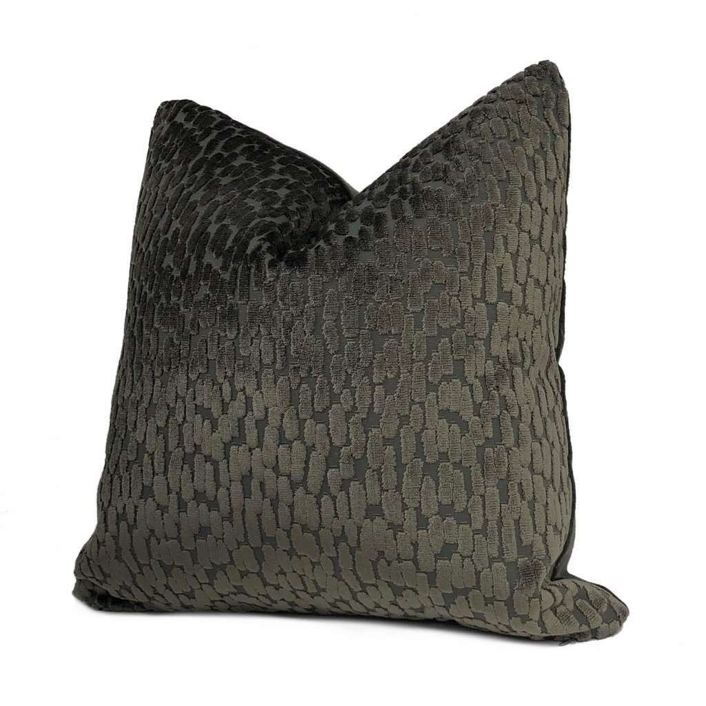 Bellini Graphite Gray Large Velvet Dots Texture Pillow Cover Cushion Pillow Case Euro Sham 16x16 18x18 20x20 22x22 24x24 26x26 28x28 Lumbar Pillow 12x18 12x20 12x24 14x20 16x26 by Aloriam