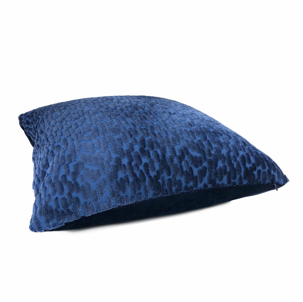 Bellini Large Blue Cut Velvet Dots Pillow Cover