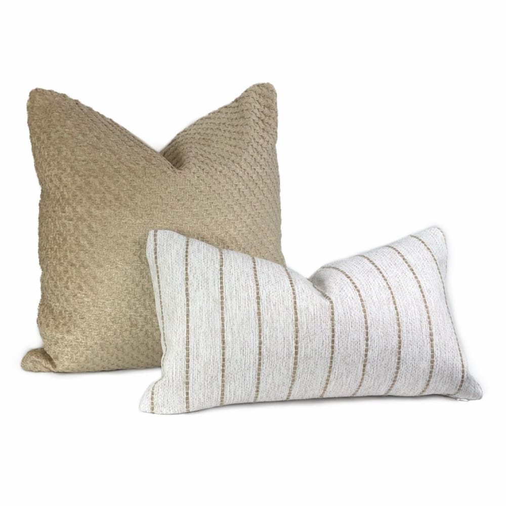 Bismarck Wheat Beige Soft Textured Chenille Pillow Cover - Aloriam