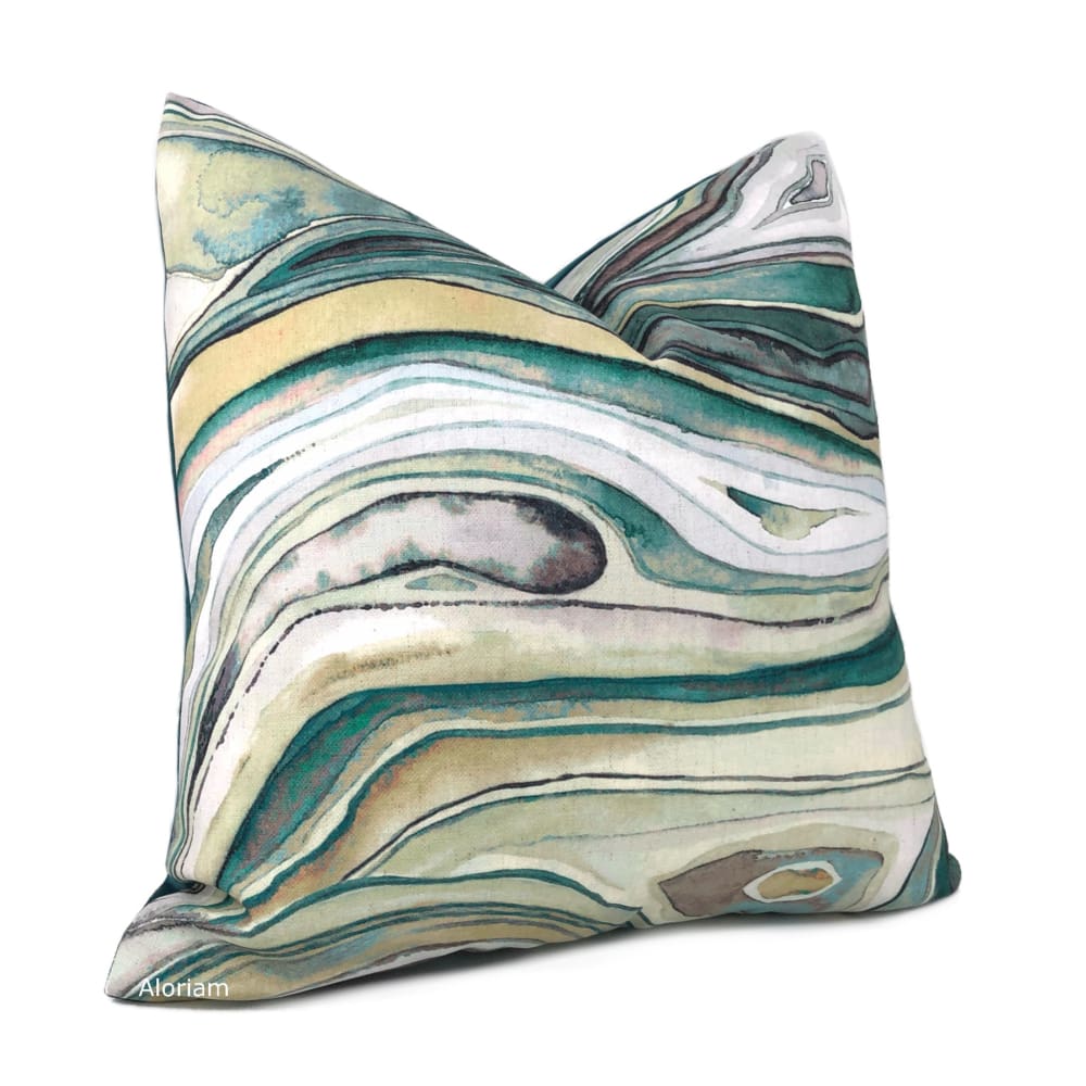 Borneo Green Marbled Abstract Pillow Cover - Aloriam