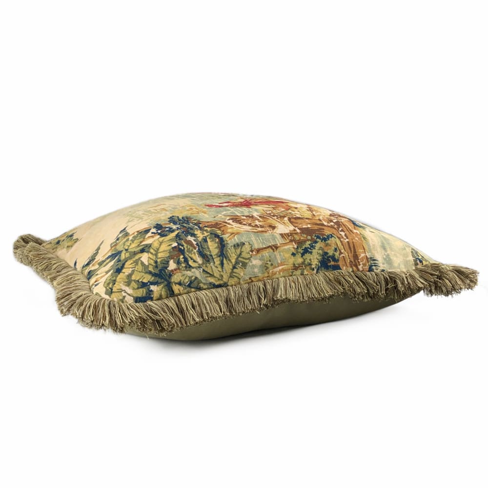 Bosporus Antique Red Old World Scenic Landscape Toile Pillow Cover with Fringe Trim - Aloriam