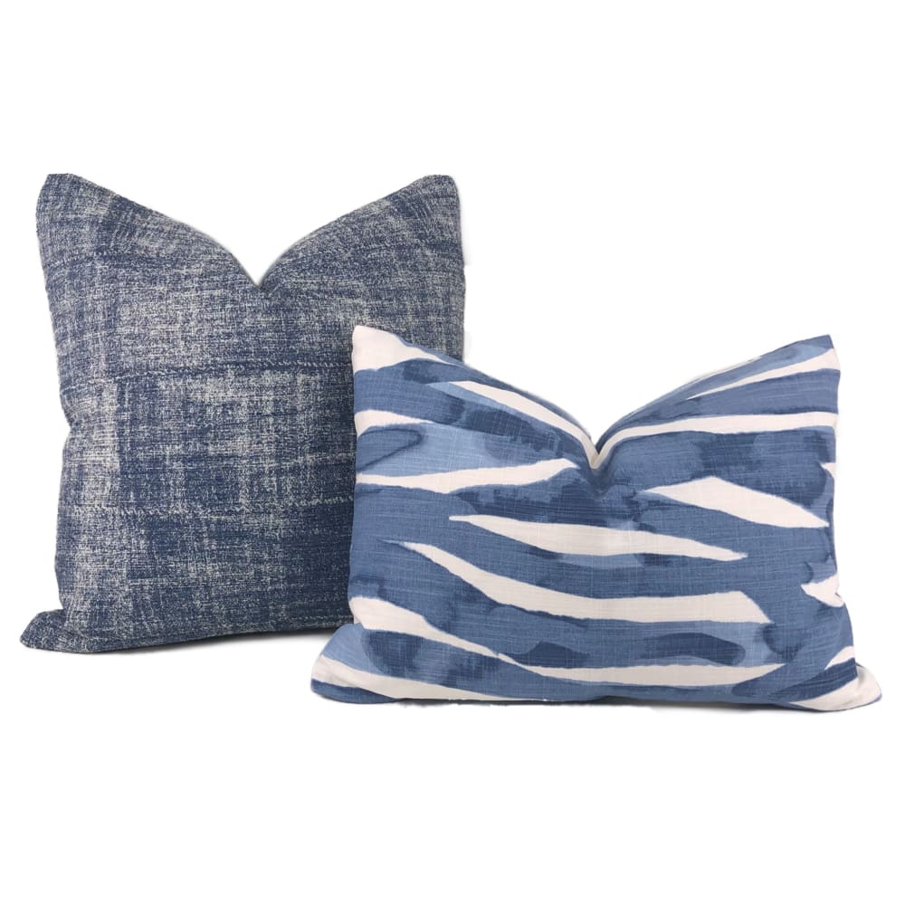 Breslin Blue White Textured Pillow Cover - Aloriam